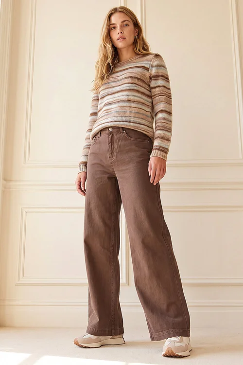 Roman Neutral Wool Blend Striped Stretch Jumper - 20 Image 3
