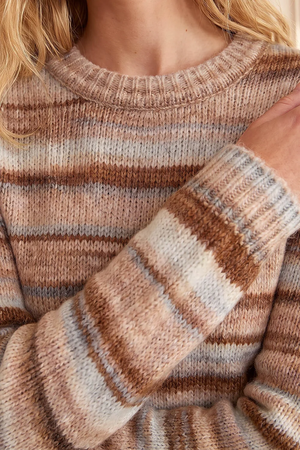 Roman Neutral Wool Blend Striped Stretch Jumper - 20 Image 4