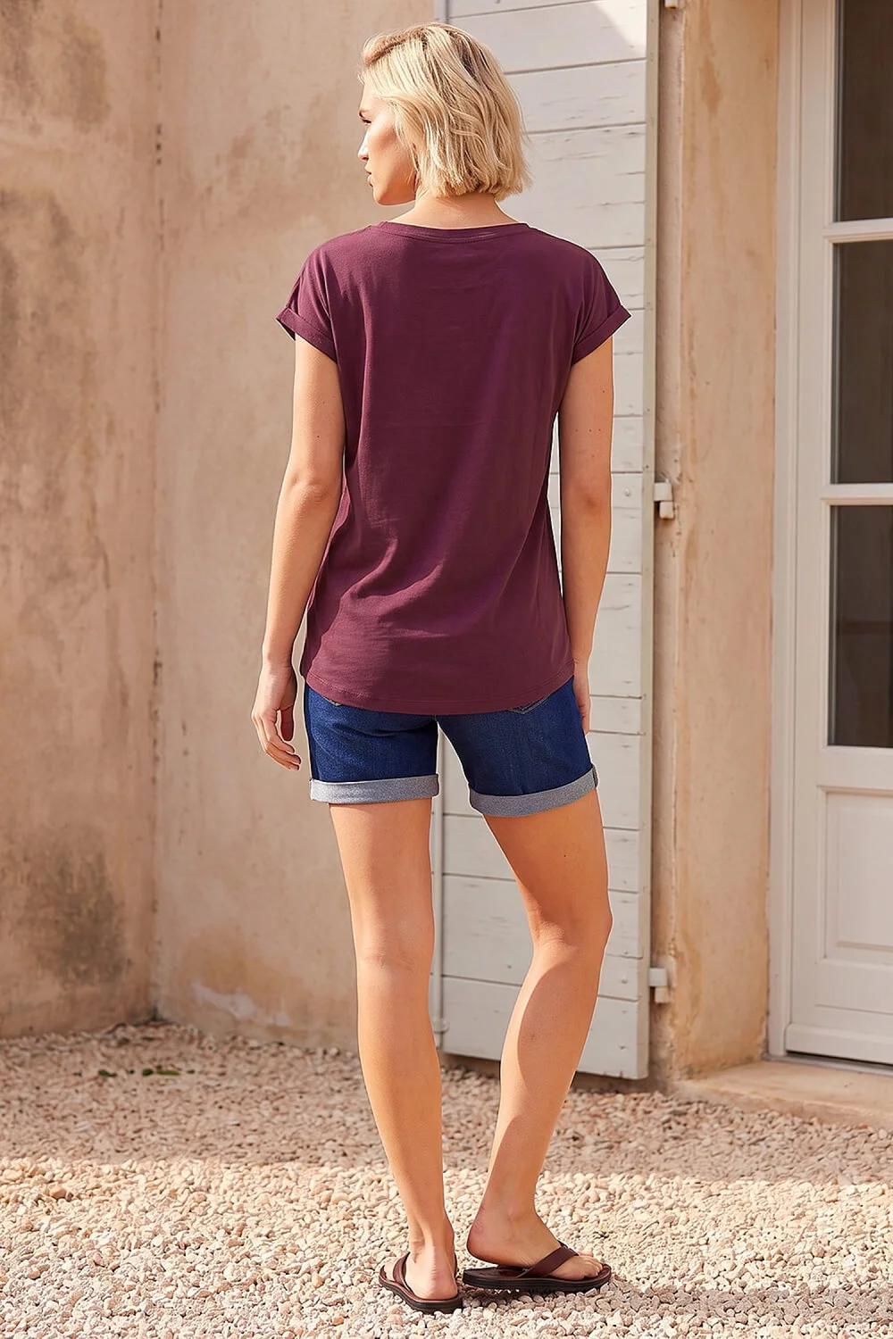 Roman Burgundy Plain Stretch Cotton Jersey T-Shirt - 18 Image 3