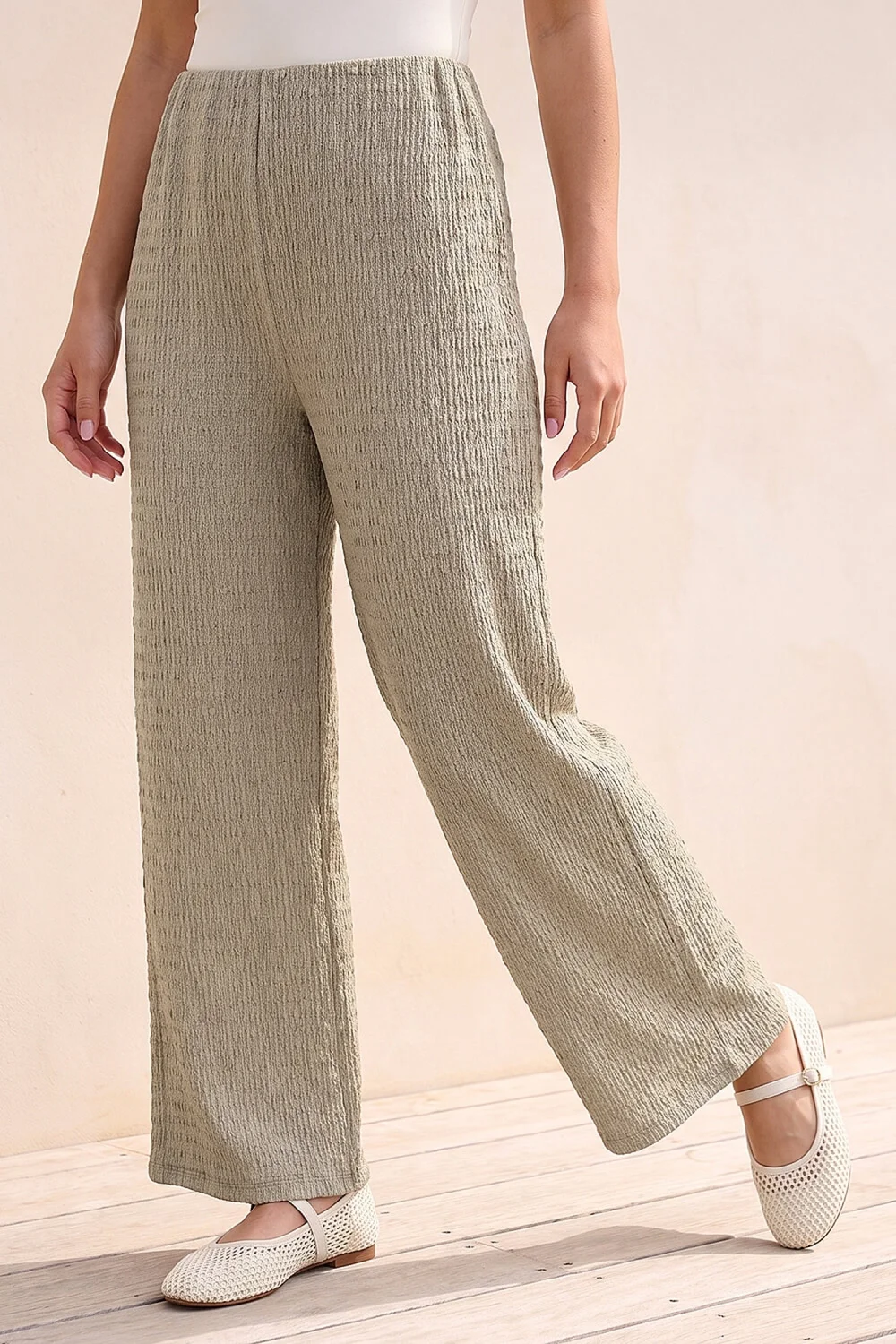 Roman Sage Petite Textured Stretch Trouser - 14 Image 1