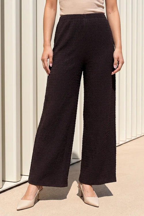 Roman Chocolate Petite Textured Stretch Trouser - 16 Image 2