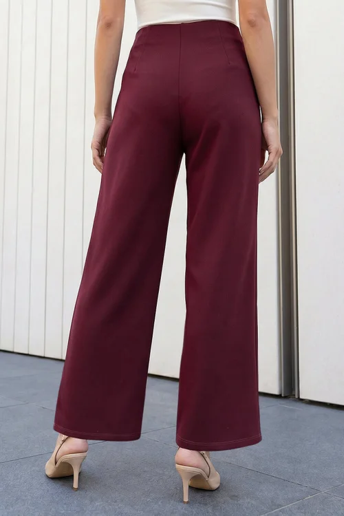Roman Wine Petite Wide Leg Stretch Trouser - 8 Image 3