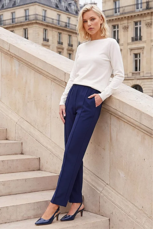 Roman Navy Petite Premium Stretch Twill Trouser - 18 Image 1