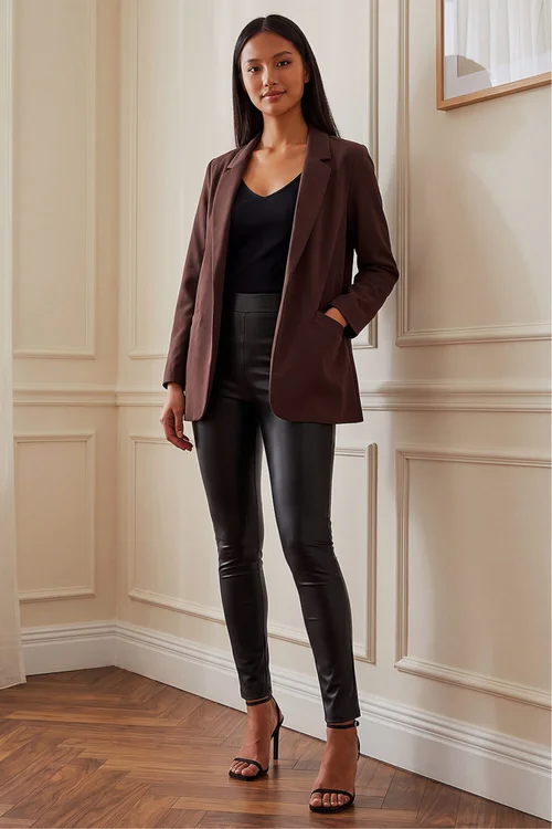 Roman Chocolate Petite Stretch Blazer - 12 Image 2