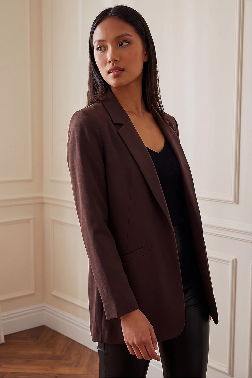 Roman Chocolate Petite Stretch Blazer - 12 Image 1