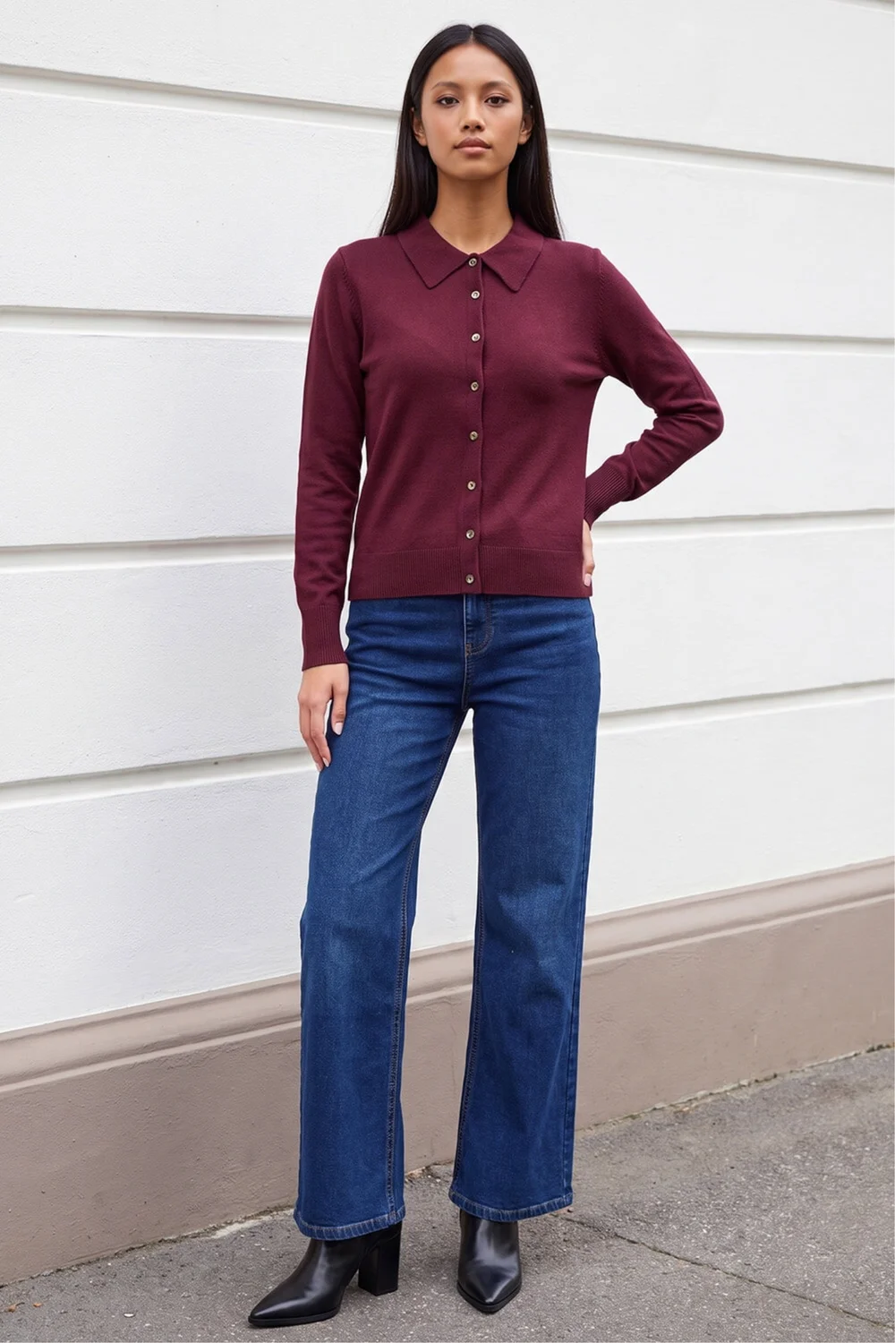 Roman Plum Petite Collar Cardigan - 18 Image 3