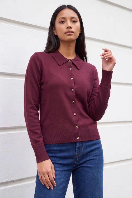 Roman Plum Petite Collar Cardigan - 18 Image 1