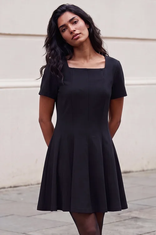 Roman Black Square Neck Panel Dress - 20 Image 1