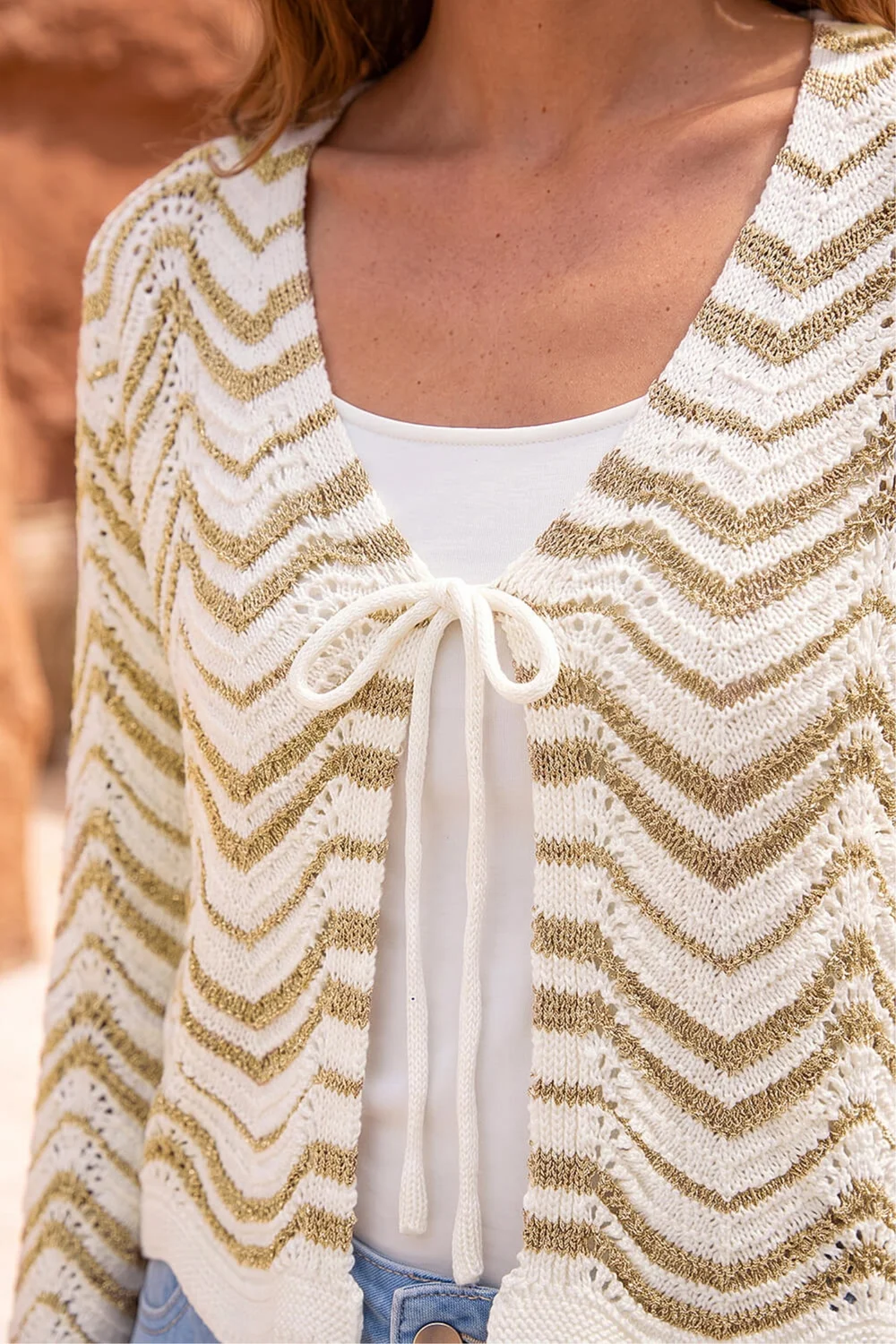 Roman Ivory Textured Shimmer Wave Shrug - 20 Image 4
