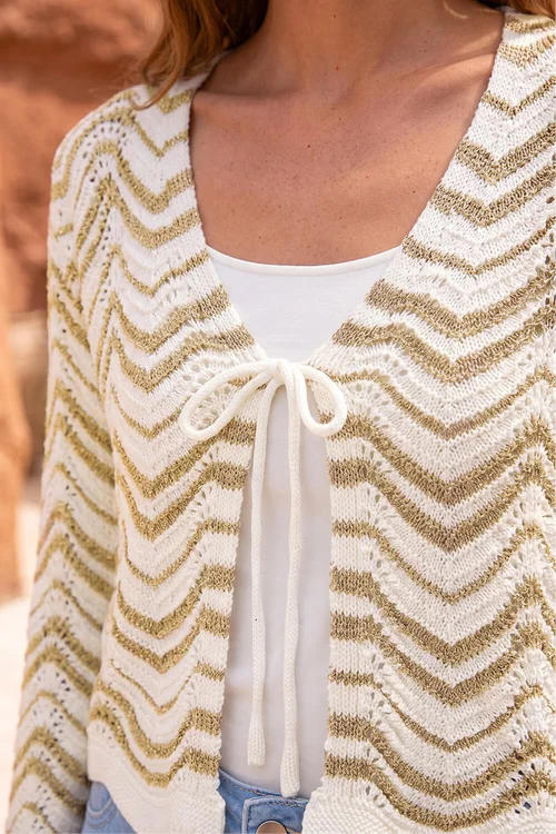 Roman Ivory Textured Shimmer Wave Shrug - 20 Image 4