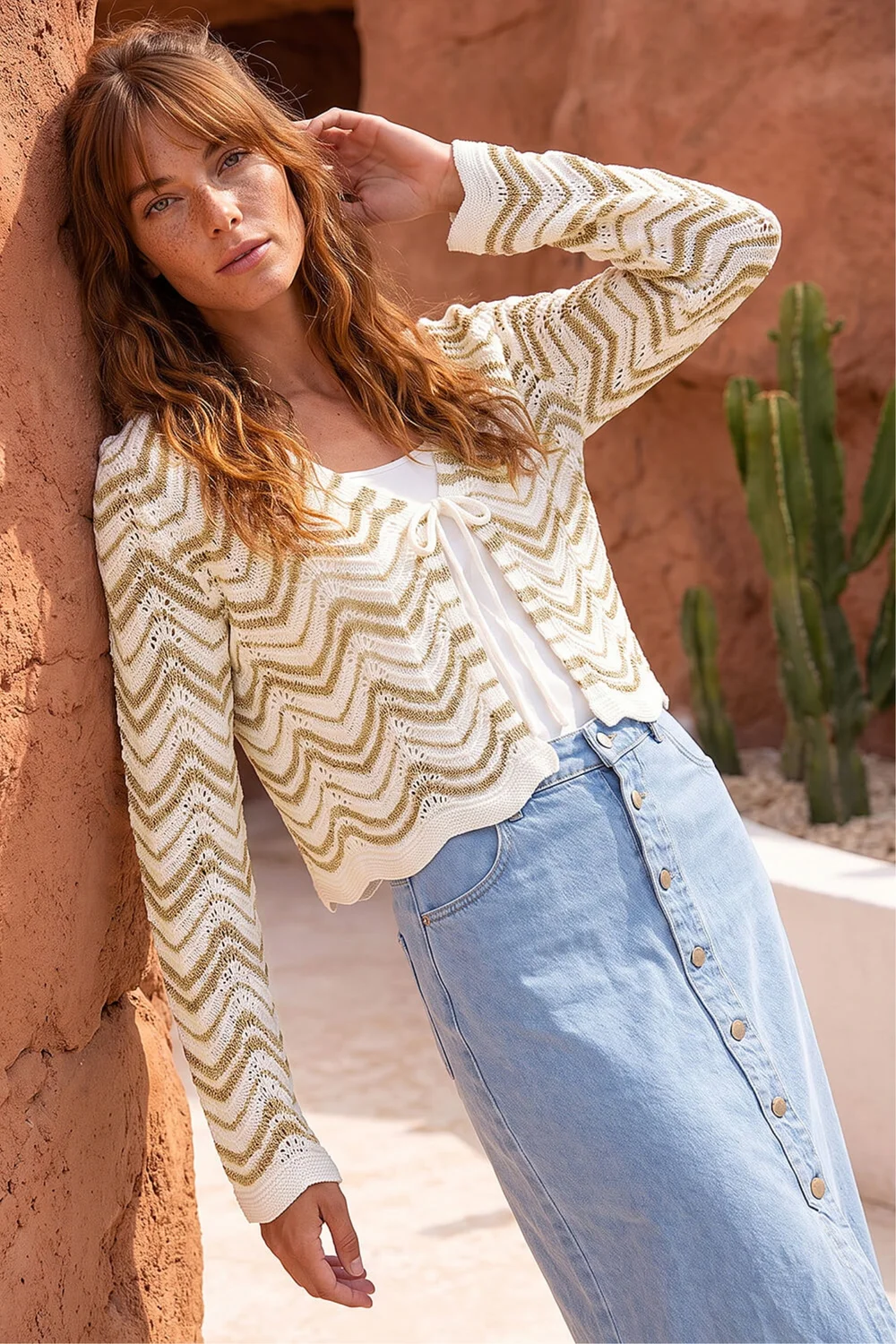 Roman Ivory Textured Shimmer Wave Shrug - 20 Image 1