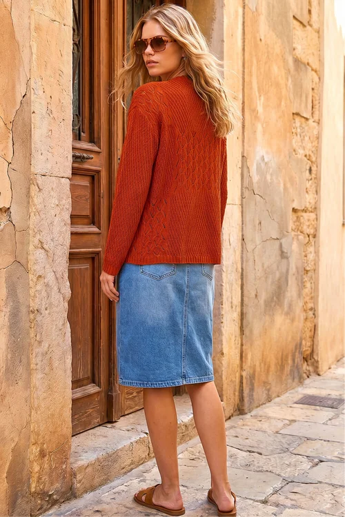 Roman Rust Textured Tie Front Knit Cardigan - 10 Image 2