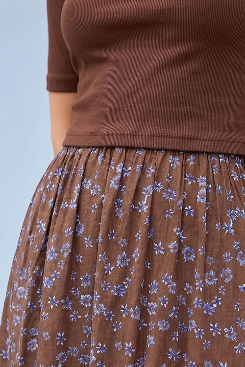 Roman Chocolate Floral Print Knit Dress - 16 Image 4