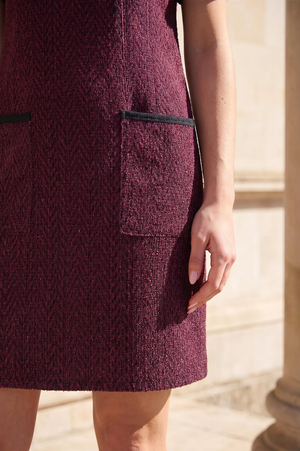 Roman Wine Petite Textured Dress - 10 Image 4