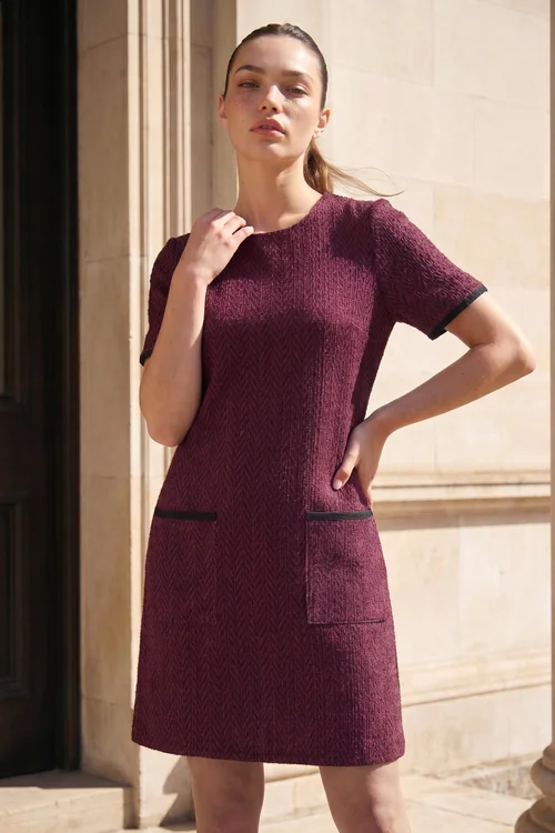Roman Wine Petite Textured Dress - 10 Image 1