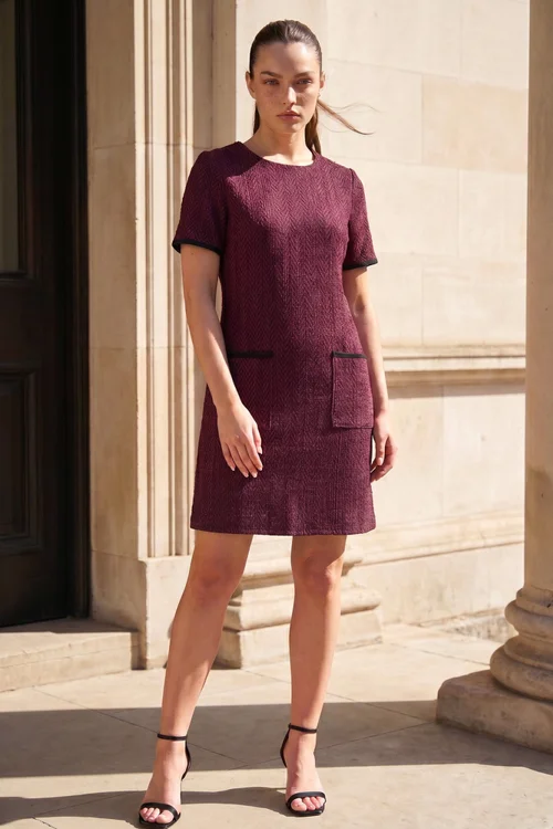 Roman Wine Petite Textured Dress - 10 Image 3