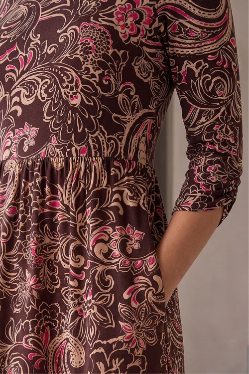 Roman Chocolate Petite Floral Midi Dress - 14 Image 4