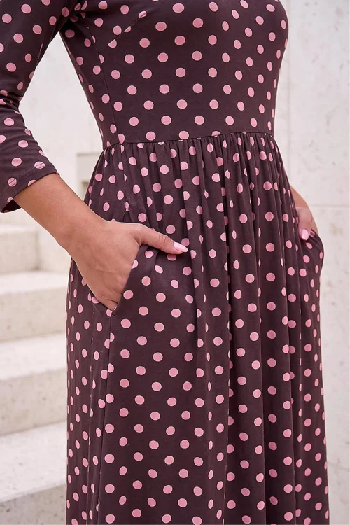 Roman Pink Polka Dot Print Pocket Dress - 16 Image 4