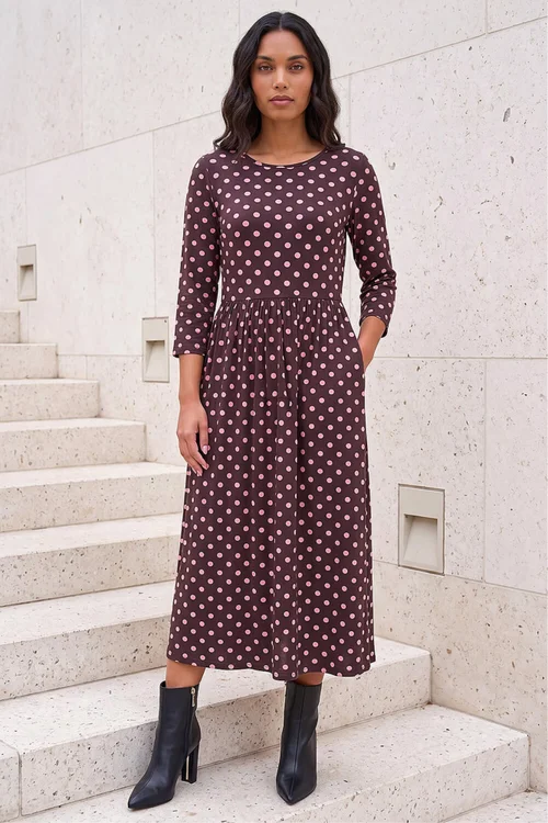 Roman Pink Polka Dot Print Pocket Dress - 16 Image 1
