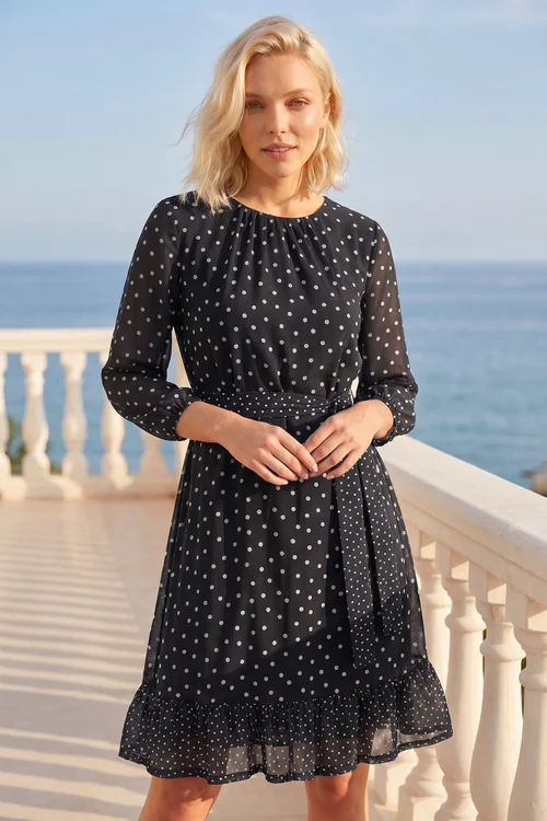 Roman Black Petite Frill Hem Dress - 12 Image 1
