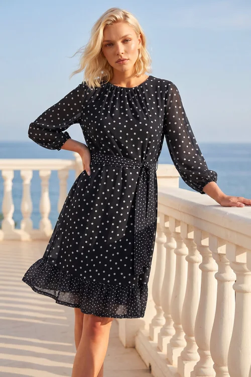 Roman Black Petite Frill Hem Dress - 12 Image 3