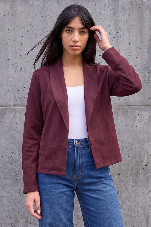 Roman Wine Petite Faux Suede Jacket - 14 Image 1