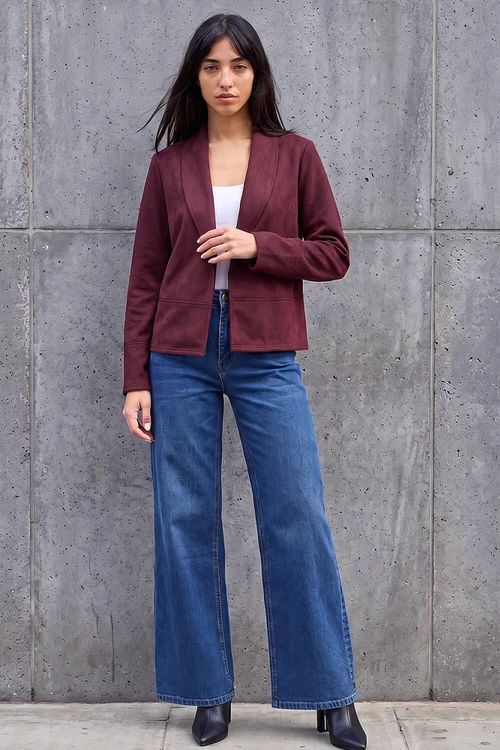 Roman Wine Petite Faux Suede Jacket - 14 Image 2