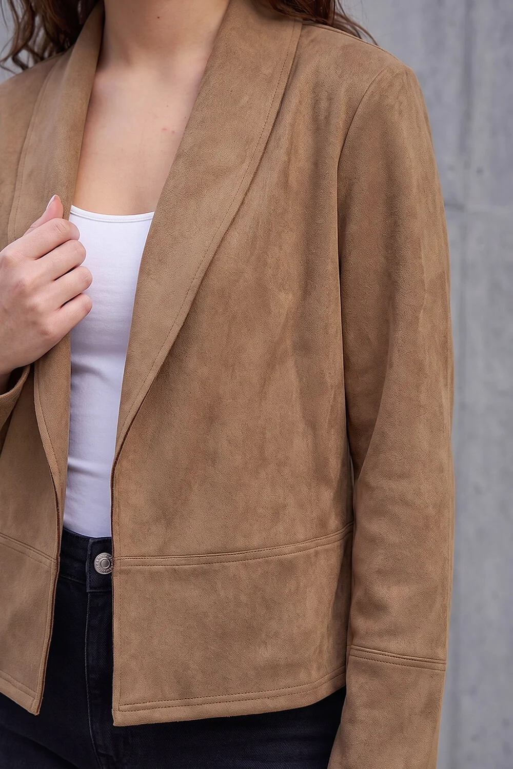 Roman Tan Petite Faux Suede Jacket - 18 Image 4