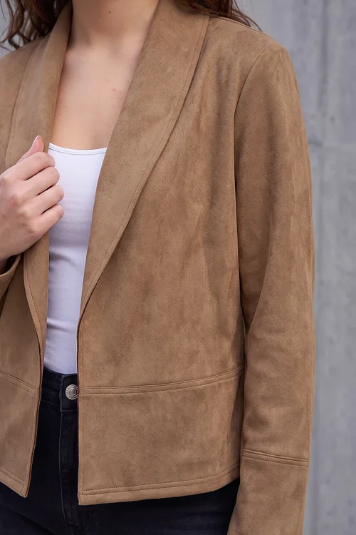 Roman Tan Petite Faux Suede Jacket - 18 Image 4