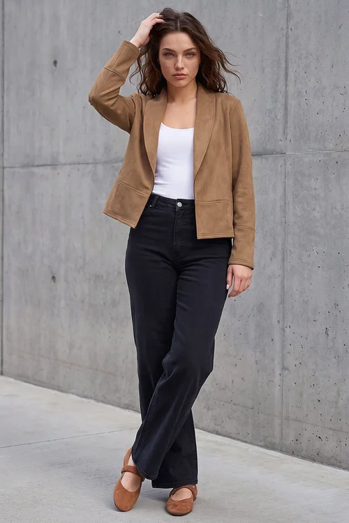 Roman Tan Petite Faux Suede Jacket - 18 Image 2