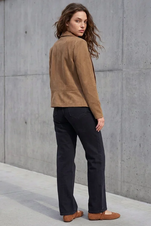 Roman Tan Petite Faux Suede Jacket - 18 Image 3