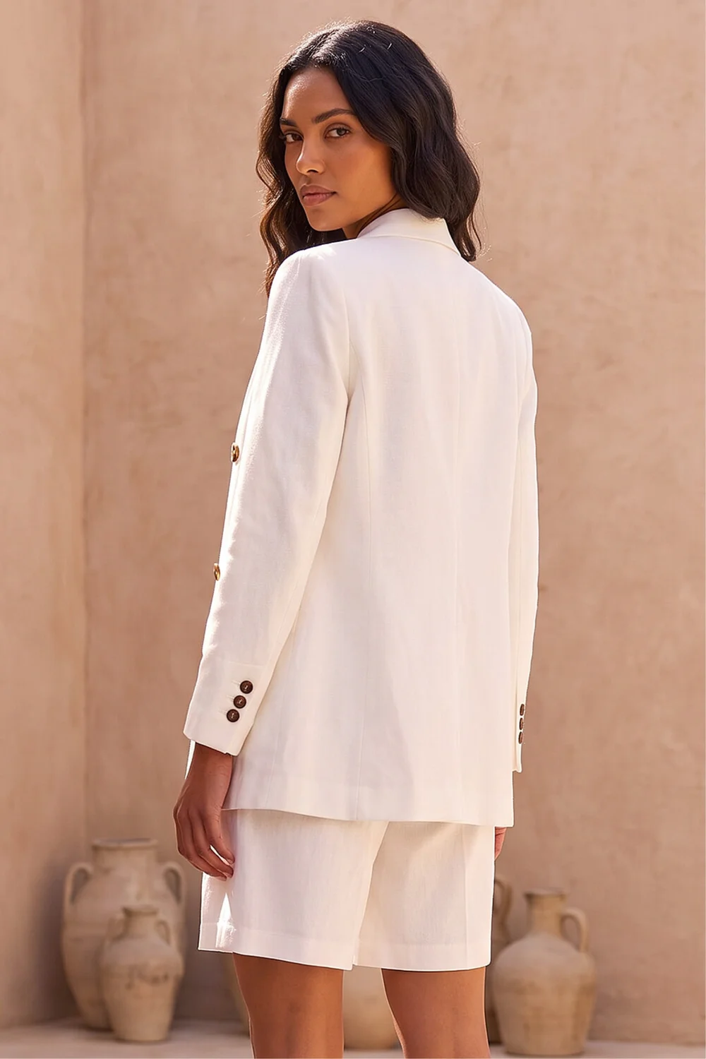 Roman Ivory Double Breasted Collar & Revere Jacket - 16 Image 2