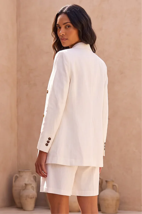 Roman Ivory Double Breasted Collar & Revere Jacket - 16 Image 2