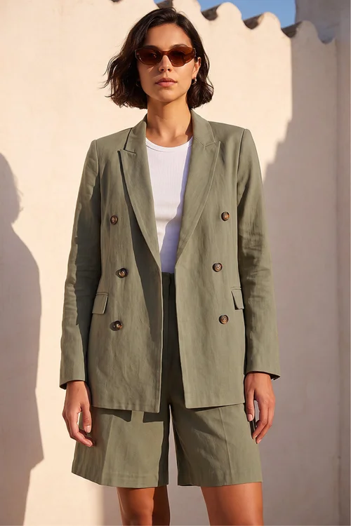 Roman Khaki Double Breasted Collar & Revere Jacket - 18 Image 1