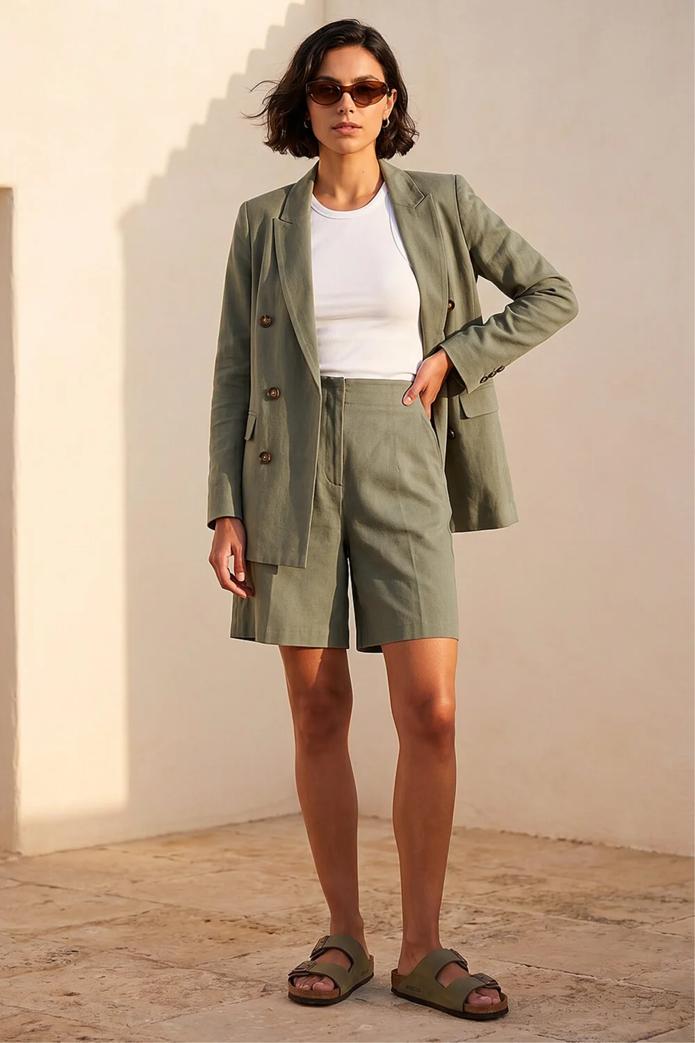 Roman Khaki Double Breasted Collar & Revere Jacket - 18 Image 3