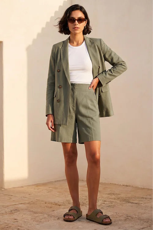 Roman Khaki Double Breasted Collar & Revere Jacket - 18 Image 3