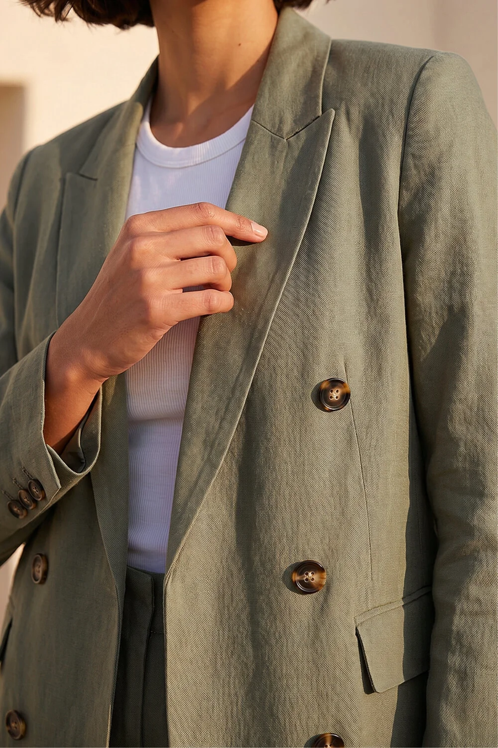 Roman Khaki Double Breasted Collar & Revere Jacket - 18 Image 4