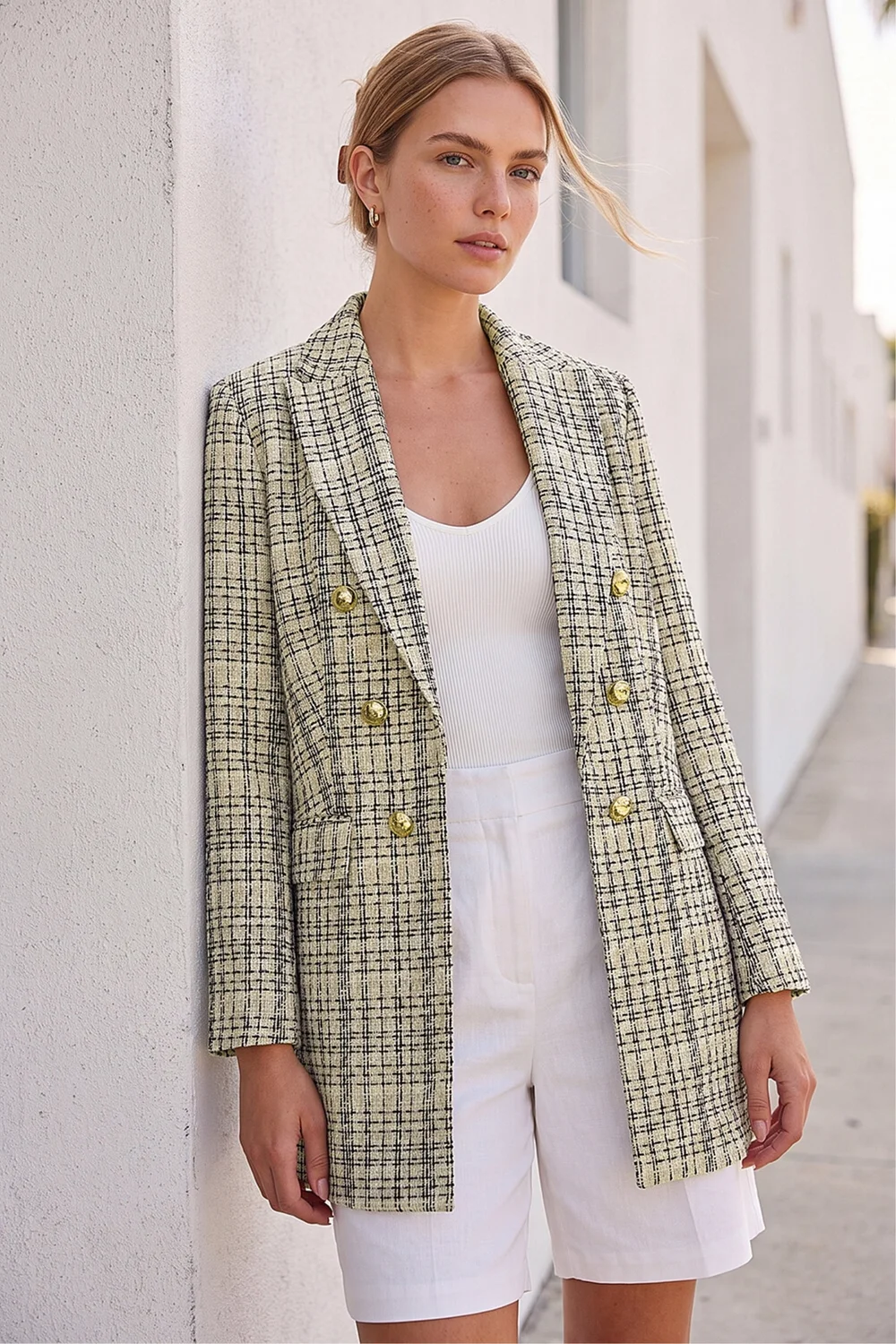 Roman Black Longline Checkered Boucle Jacket - 12 Image 3