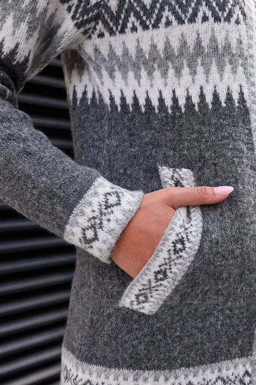 Roman Grey Jacquard Zipped Knit Cardigan - 18 Image 4