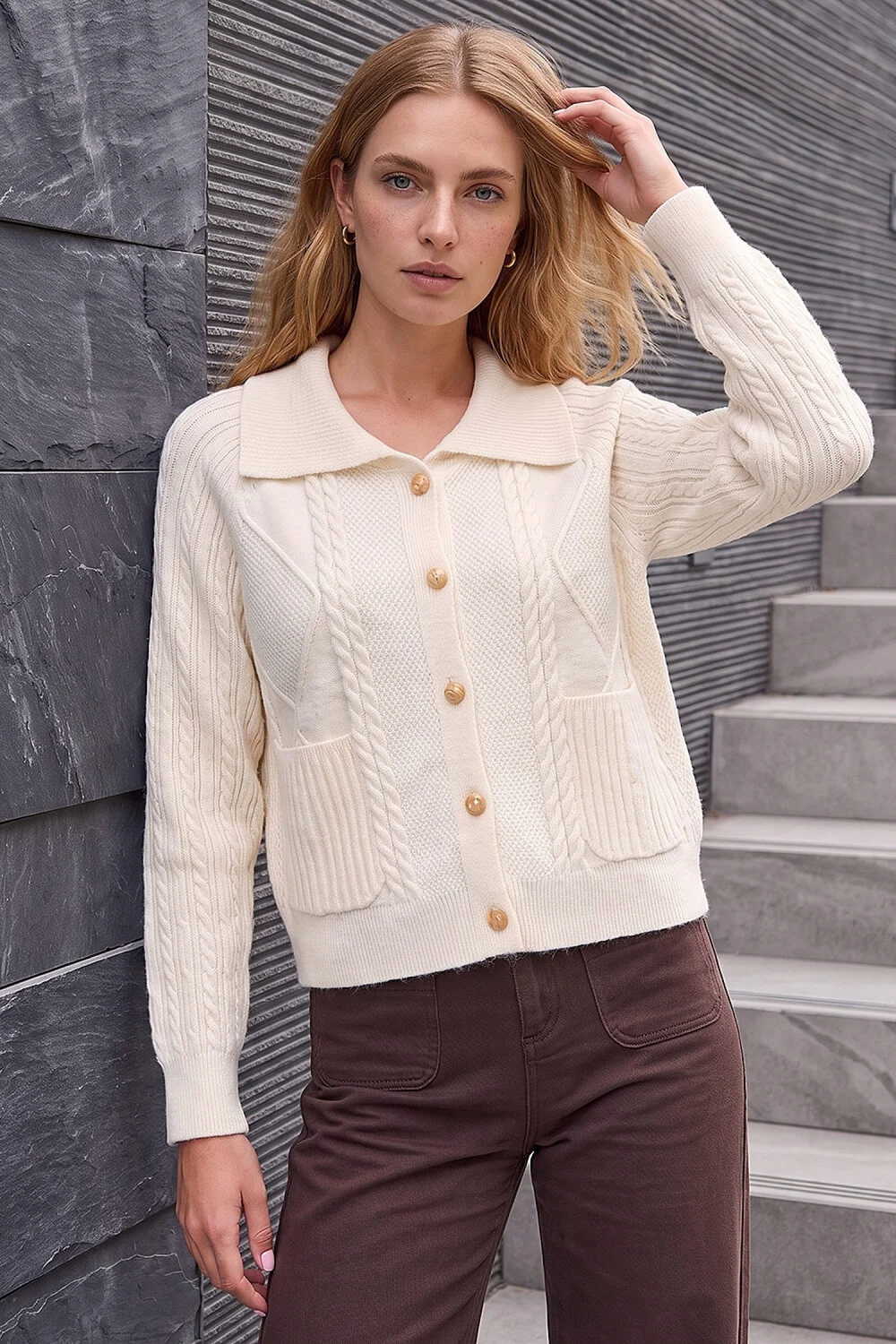 Roman Ivory Chunky Cable Cardigan - 16 Image 2