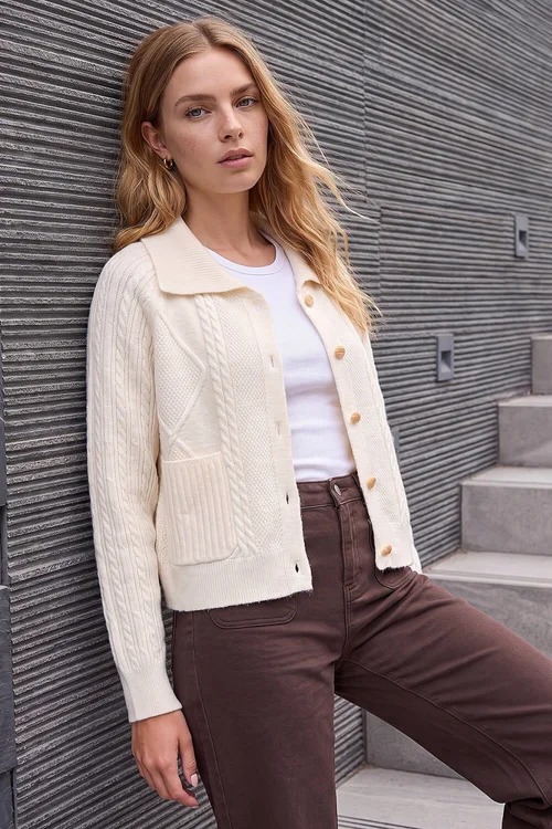 Roman Ivory Chunky Cable Cardigan - 16 Image 1