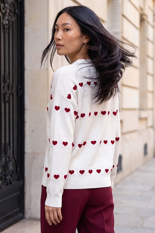 Dusk Ivory Heart Relaxed Fit Jumper