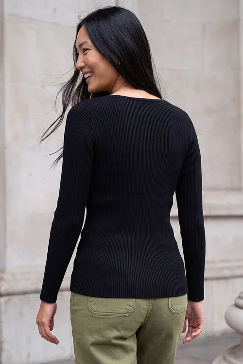 Roman Black Chain Neck Jumper - 16 Image 3