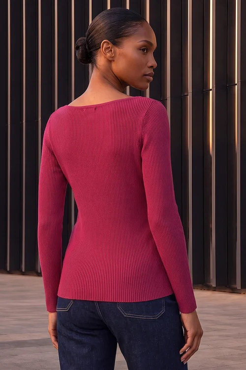 Roman Bordeaux Chain Neck Jumper - 12 Image 2