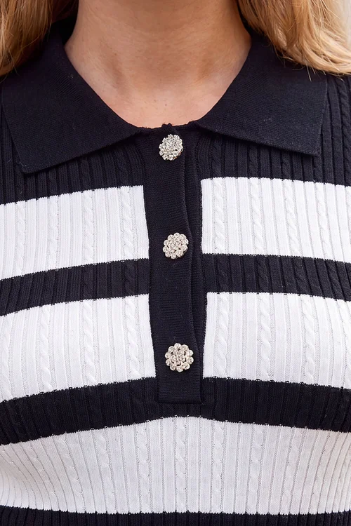 Roman Black Stripe Rib Knit Jumper - 20 Image 4