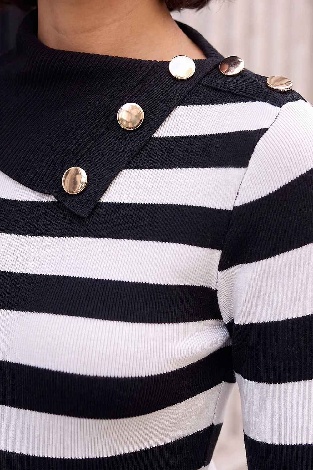 Roman Black Button Stripe Knit Jumper - 10 Image 4