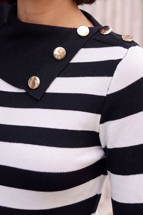 Roman Black Button Stripe Knit Jumper - 10 Image 4