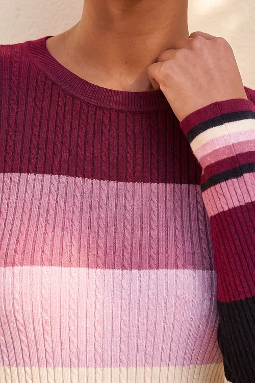 Roman Pink Stripe Scarf Knit Jumper - 20 Image 4