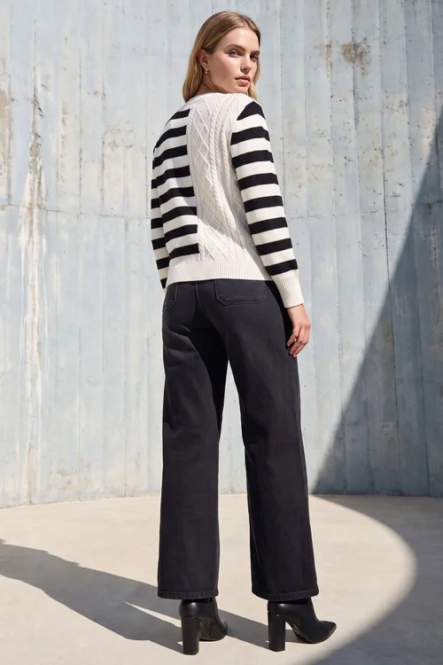 Roman Ivory Cable Stripe Knit Jumper - 14 Image 3