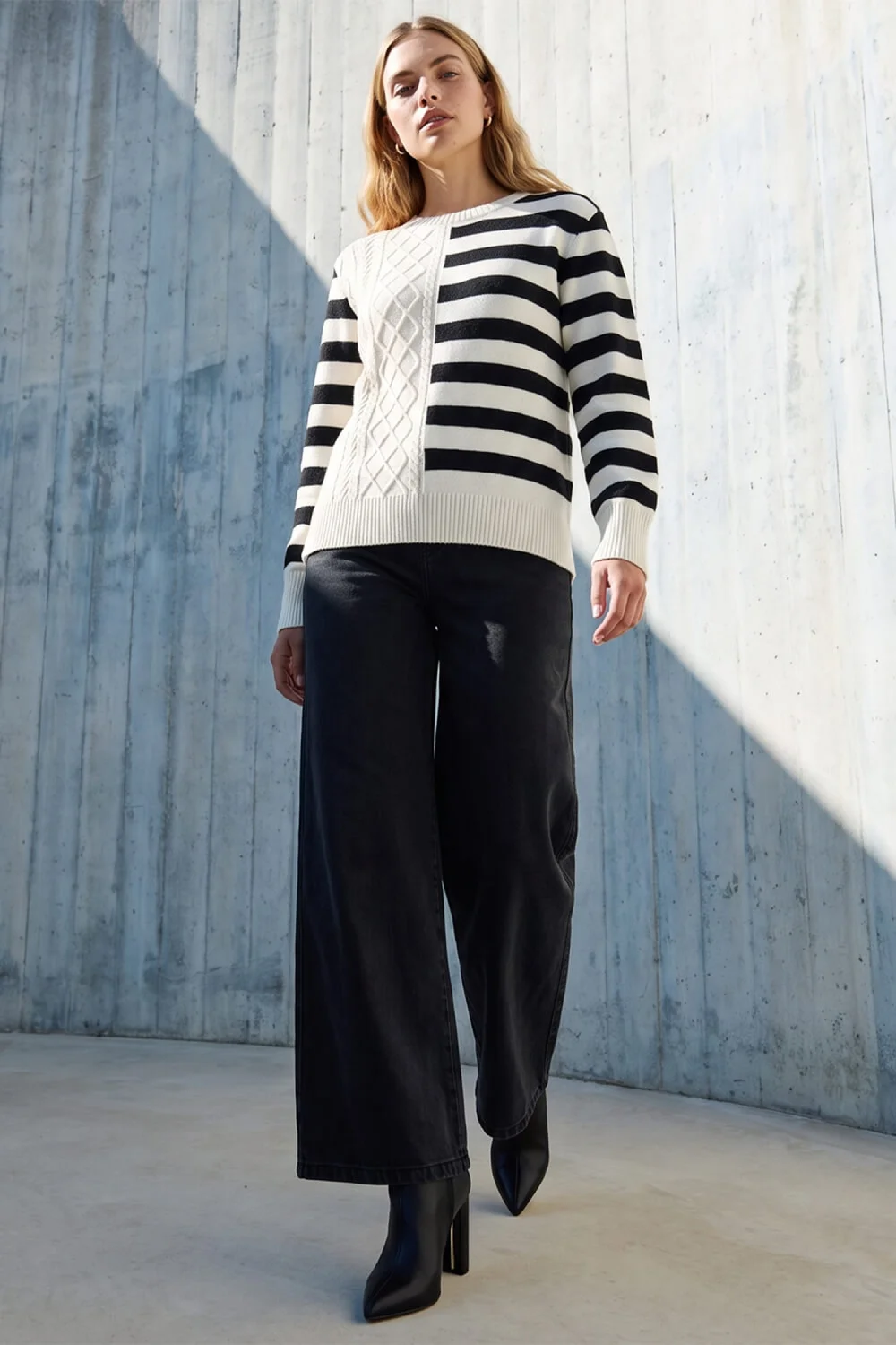 Roman Ivory Cable Stripe Knit Jumper - 14 Image 2